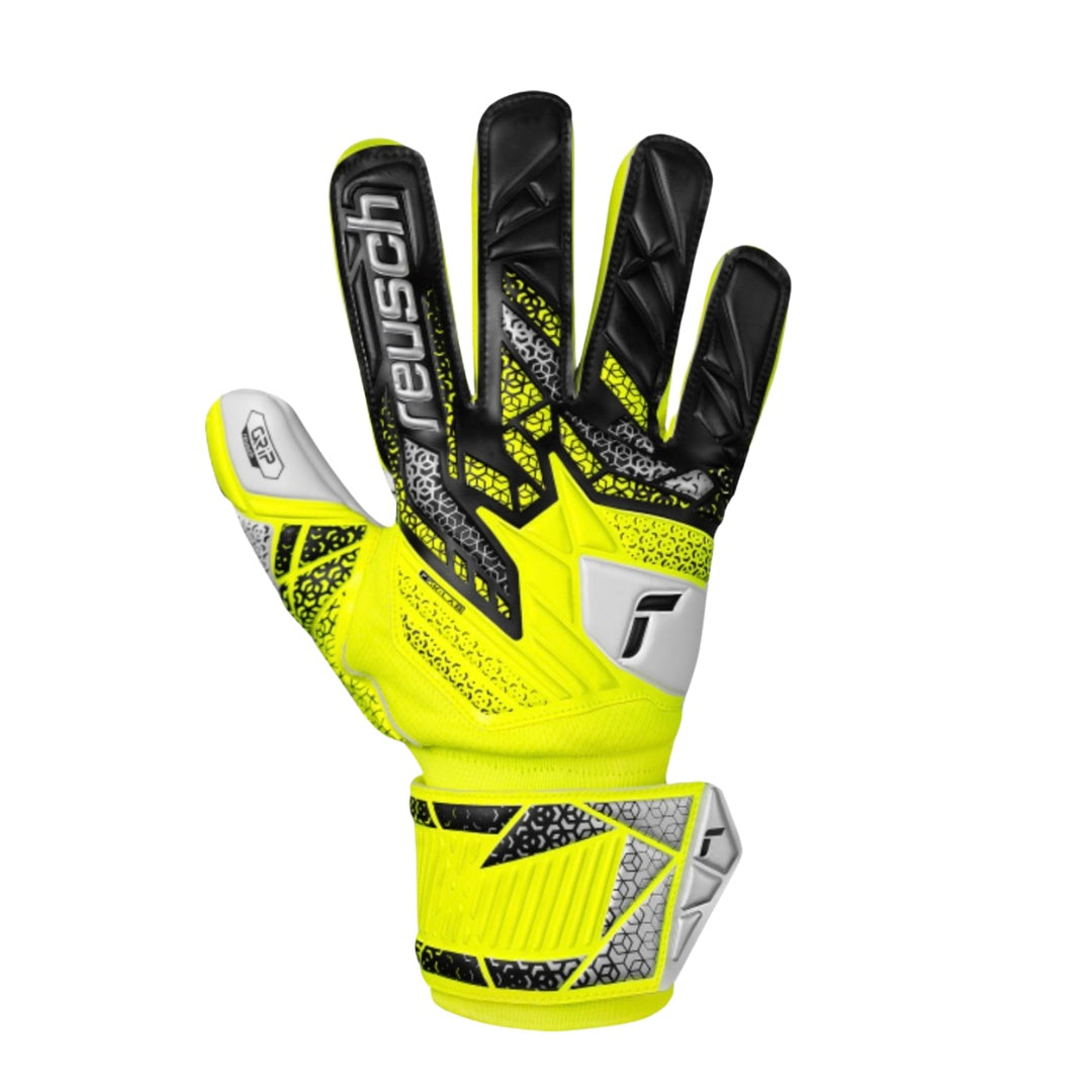 Reusch Goal Keeper Gloves - Attrakt Grip - SAFETY YELLOW / SILVER