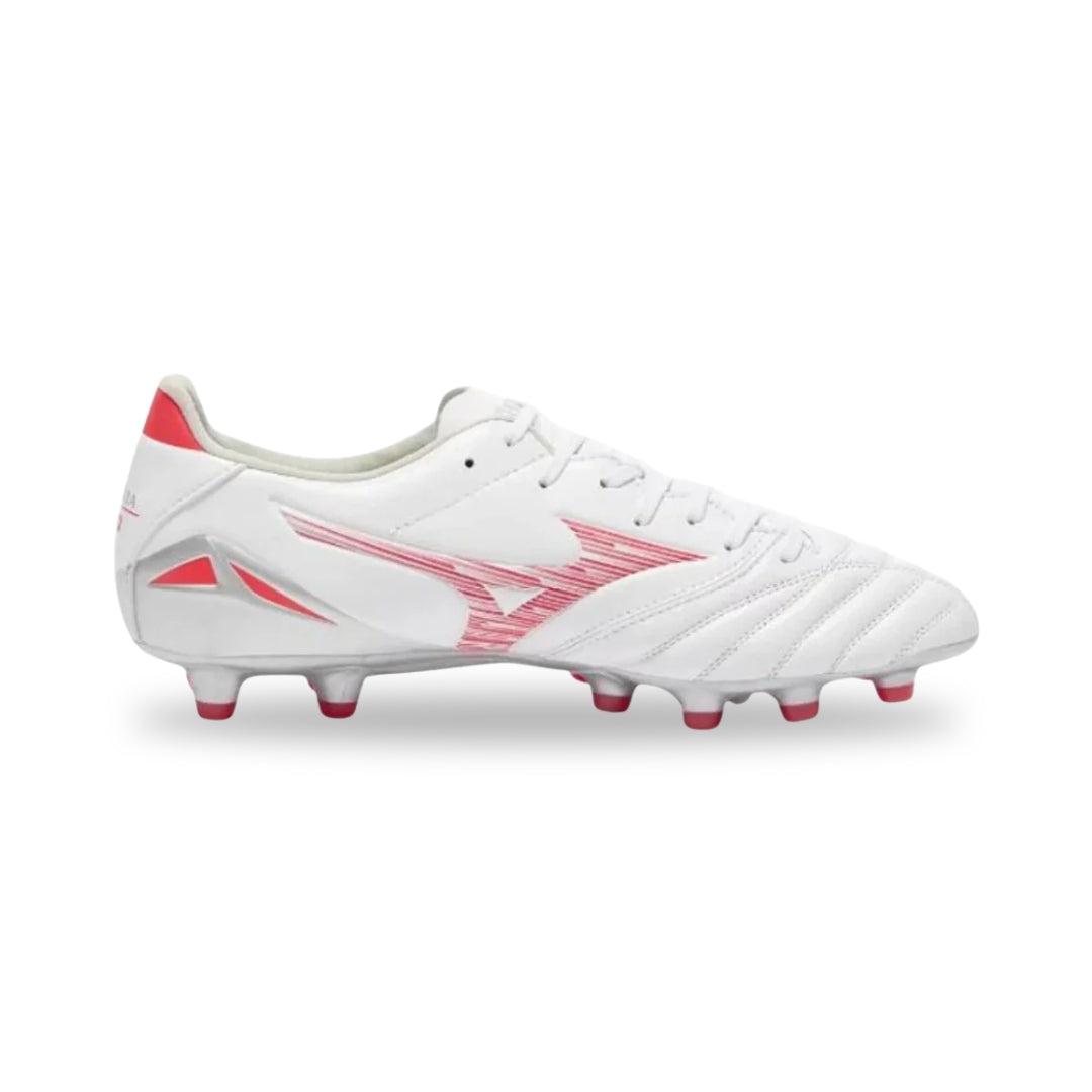 Mizuno Morelia Neo IV Pro FG Boots - White / Radiant Red / Hot