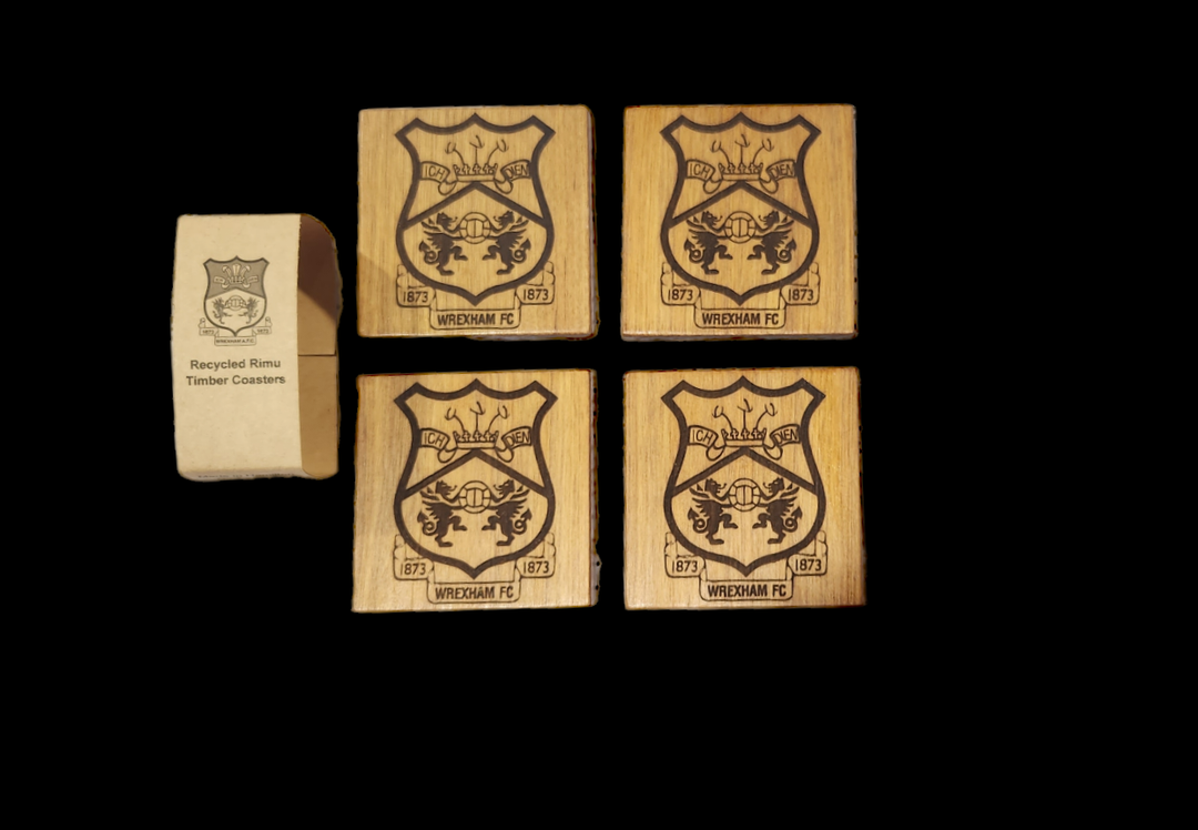 Wrexham AFC Handcrafted NZ timber Coaster Set