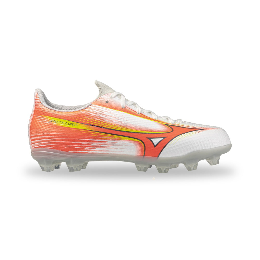 Mizuno Alpha III Select AG Jr – White / Lava Orange / Evening Primrose