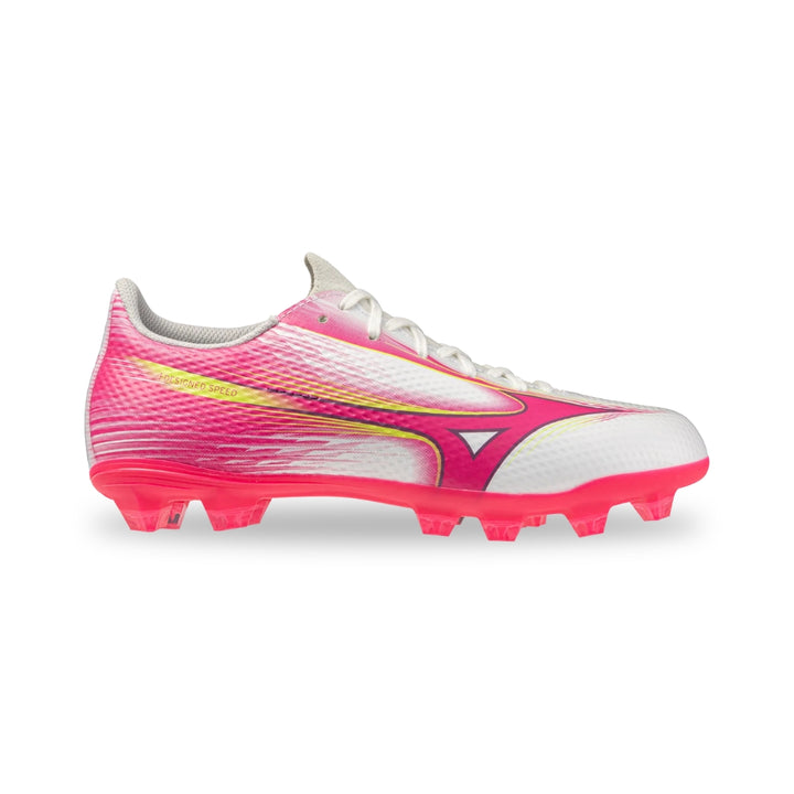 Mizuno Alpha III Select Firm Ground Junior - White / Fuchsia Purple