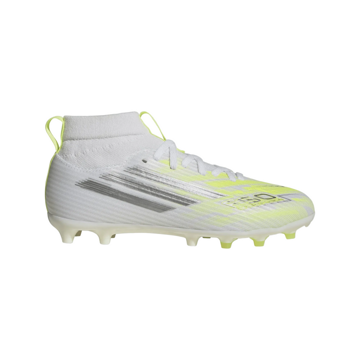 F50 Sparkfusion League Mid Cut FG/AG Football Boots Kids - White / Iron / Yellow