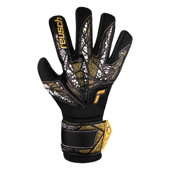 Reusch Goal Keeper Gloves - Silver NC Finger Support - Black / Gold / White