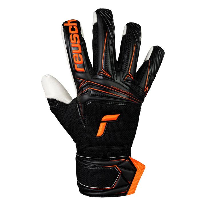 Reusch Attrakt Advance Finger Support - Black/Shocking Orange
