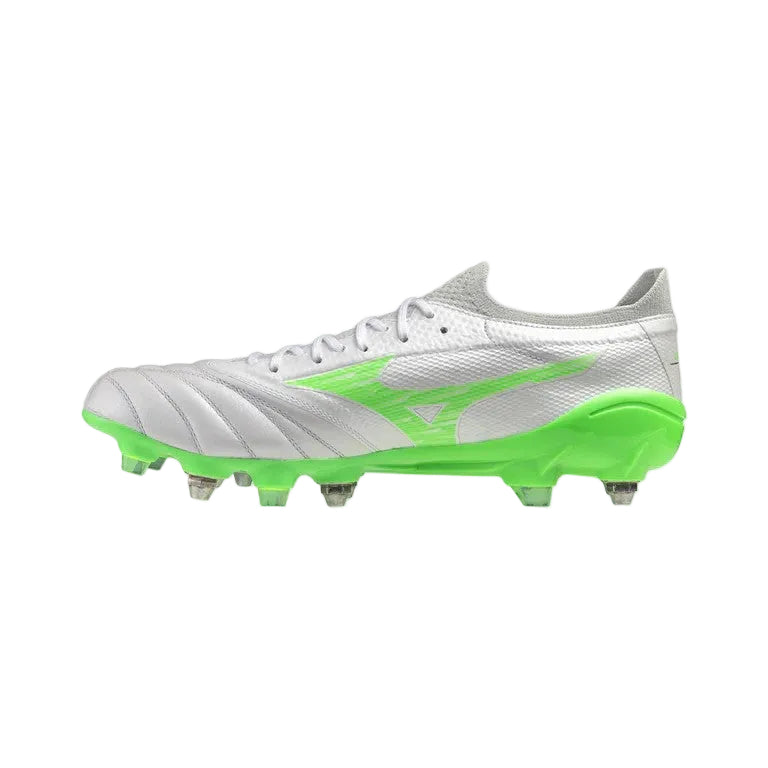 Mizuno Morelia Neo IV Beta Elite SG Mix Boots - WHITE/GREEN GEKO