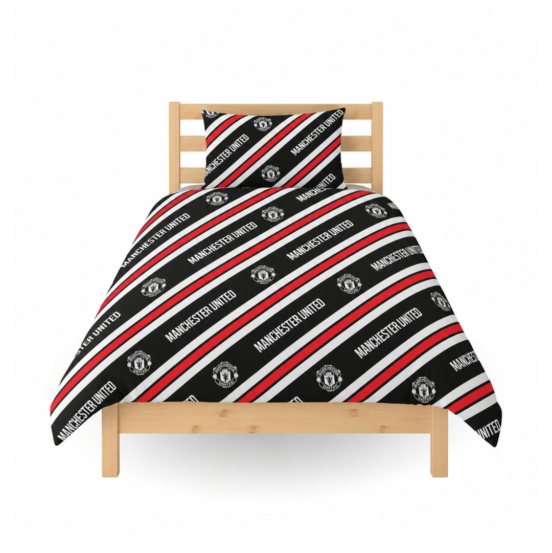 Manchester United FC Core Stripe Single Duvet Set