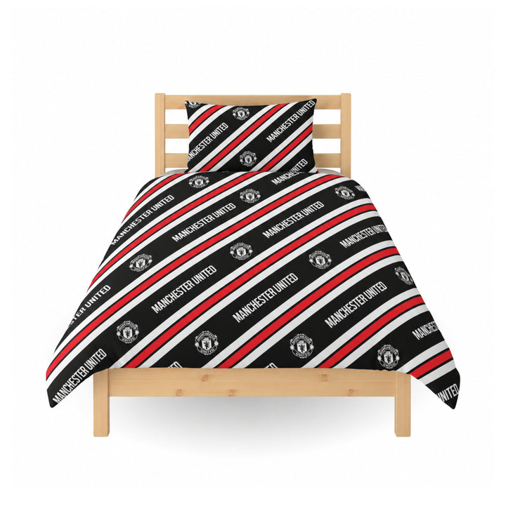 Manchester United FC Core Stripe Single Duvet Set