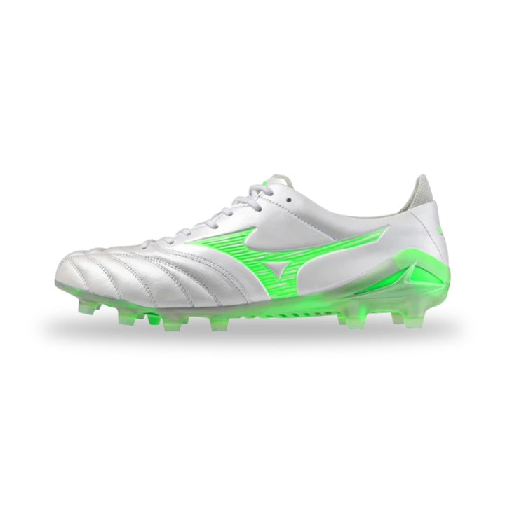 Mizuno Morelia Neo IV Elite FG Boots - White / Gecko Green