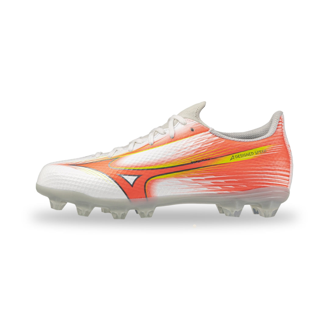 Mizuno Alpha III Select AG Jr – White / Lava Orange / Evening Primrose