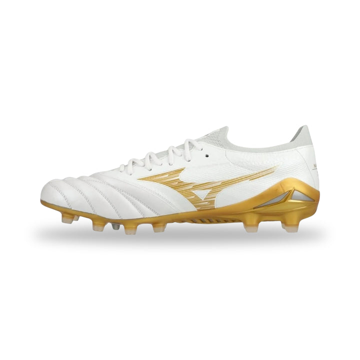 Mizuno Morelia Neo IV Beta Elite FG Boots - White / Gold / Cool Gray