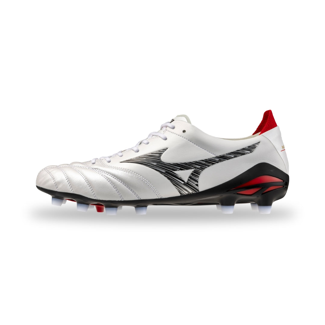 Mizuno Morelia Neo V Japan FG Boots – White / Black / Chinese Red