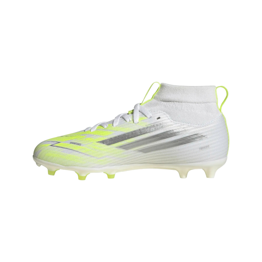 F50 Sparkfusion League Mid Cut FG/AG Football Boots Kids - White / Iron / Yellow