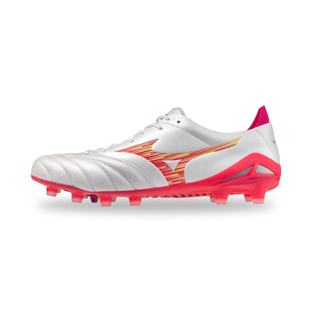 Mizuno Morelia Neo IV Elite FG - White / Pink Tetra / Fuchsia Purple