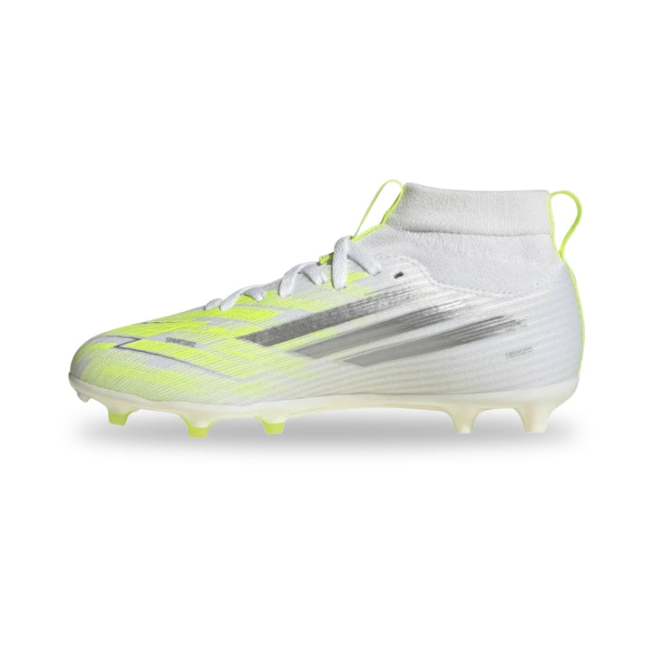 F50 Sparkfusion League Mid Cut FG/AG Football Boots Kids - White / Iron / Yellow