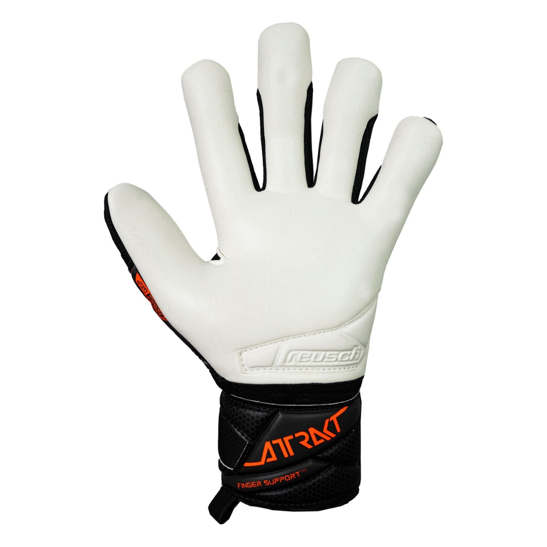Reusch Attrakt Advance Finger Support - Black/Shocking Orange