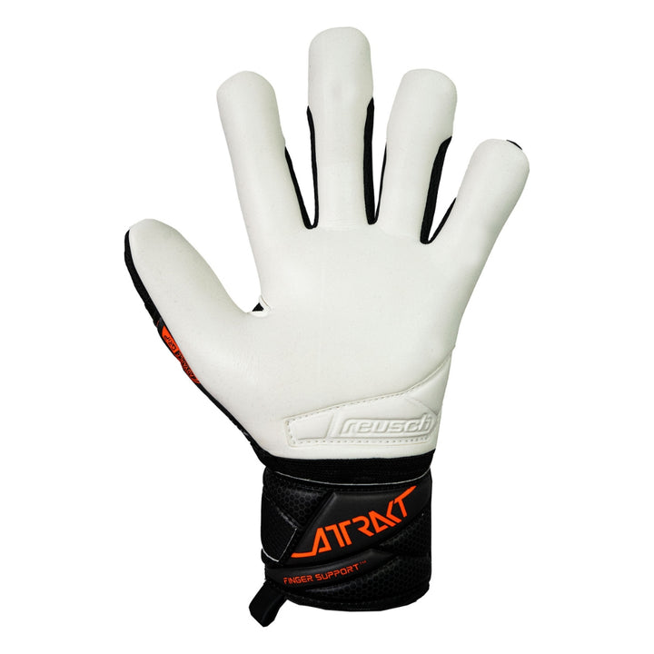 Reusch Attrakt Advance Finger Support - Black/Shocking Orange