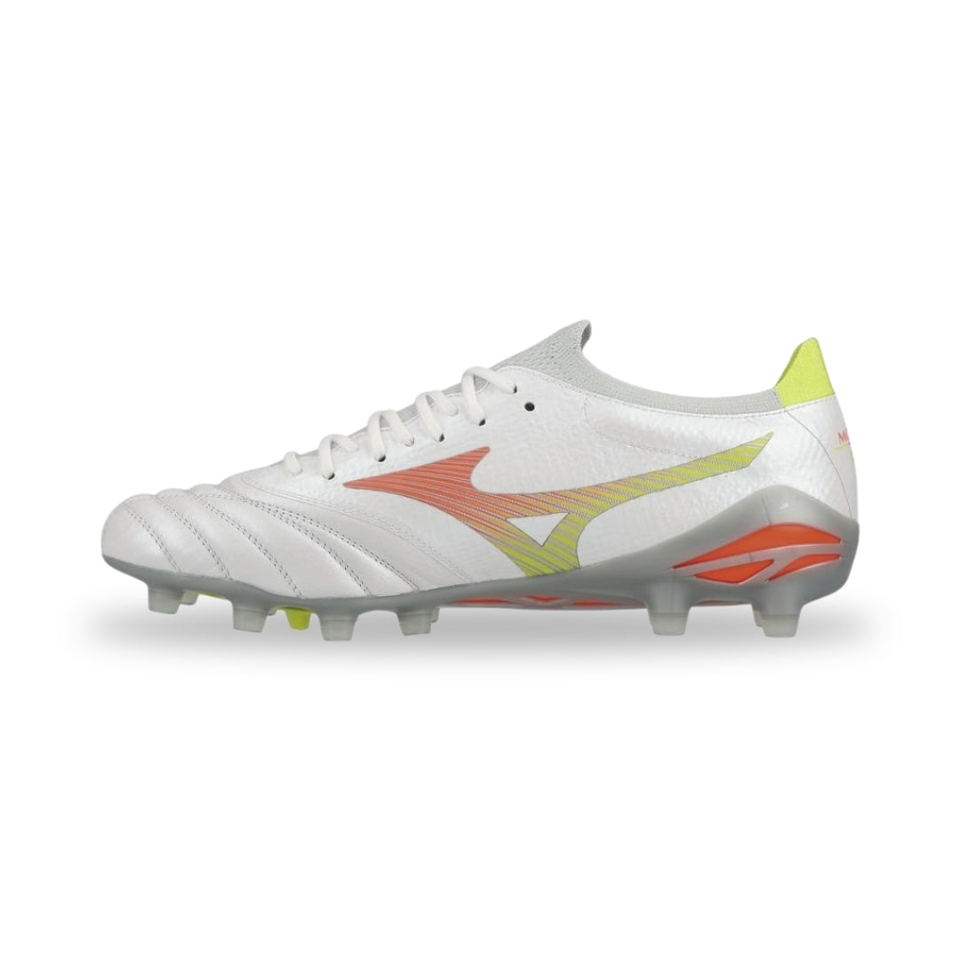 Mizuno Morelia Neo V ß Elite FG Boots - White / Lava Orange / Evening Primrose