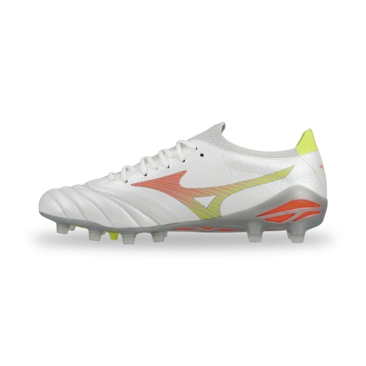Mizuno Morelia Neo V ß Elite FG Boots - White / Lava Orange / Evening Primrose