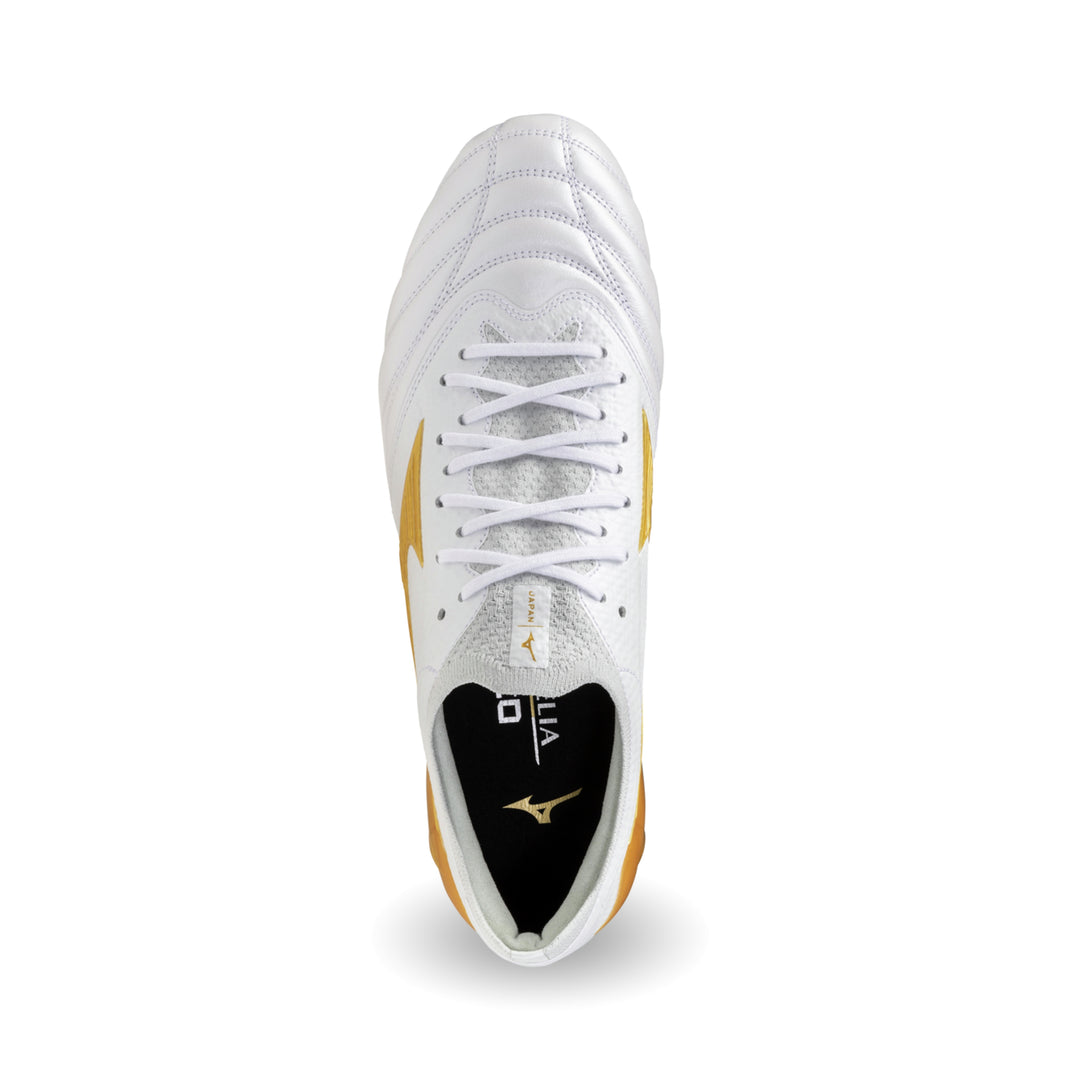 Mizuno Morelia Neo IV β Japan FG Boots – White / Gold / Gray