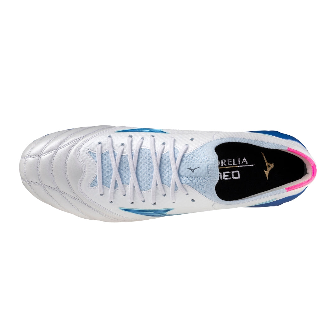Mizuno MORELIA NEO IV β ELITE FG - White/Tanager Turquoise/Pink Tetra