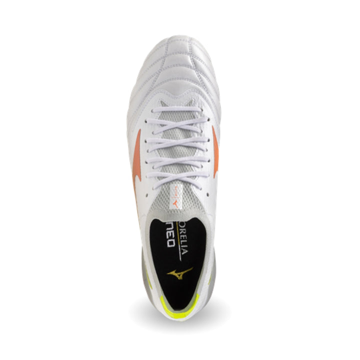 Mizuno Morelia Neo V ß Elite FG Boots - White / Lava Orange / Evening Primrose