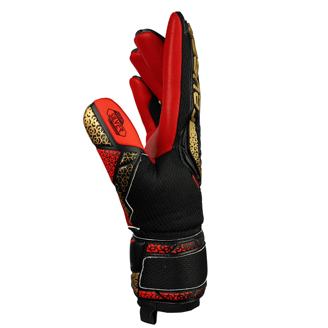 Reusch Goal Keeper Gloves - Attrakt Freegel Silver - Black  / Gold / Fiery Red
