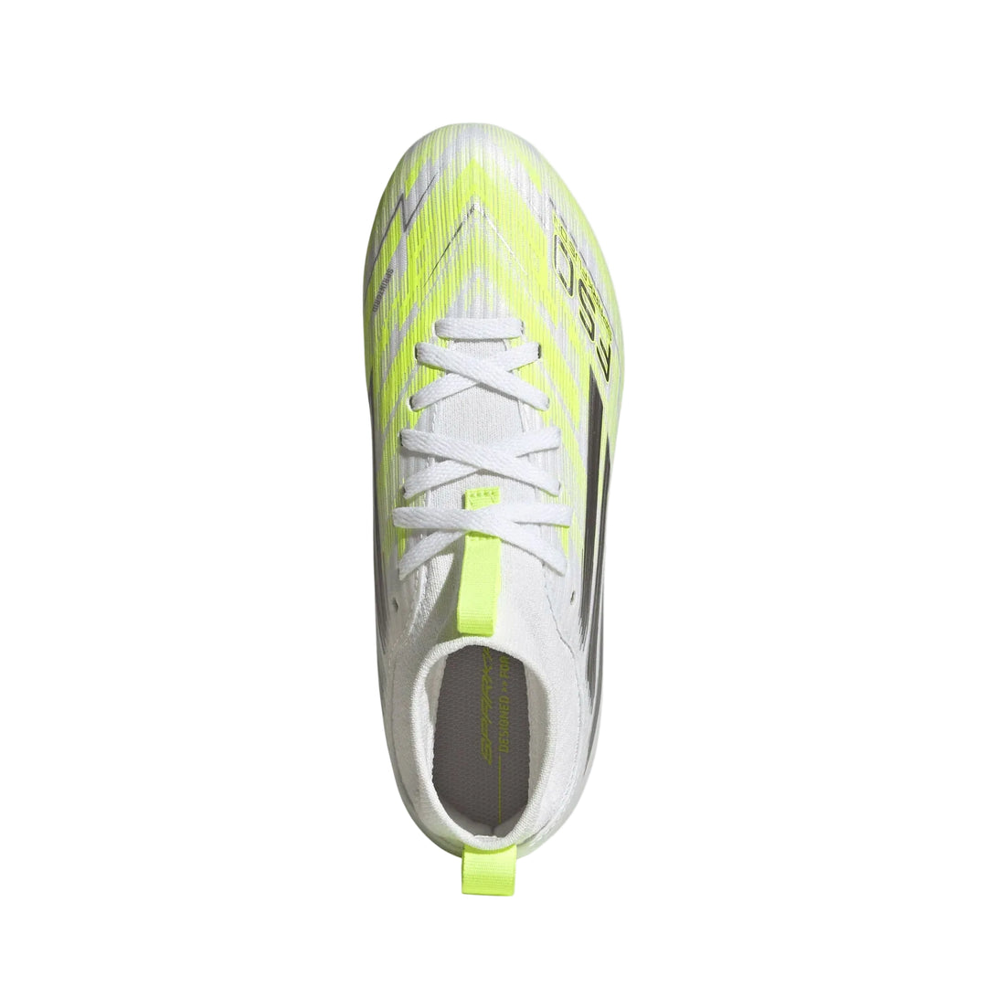 F50 Sparkfusion League Mid Cut FG/AG Football Boots Kids - White / Iron / Yellow