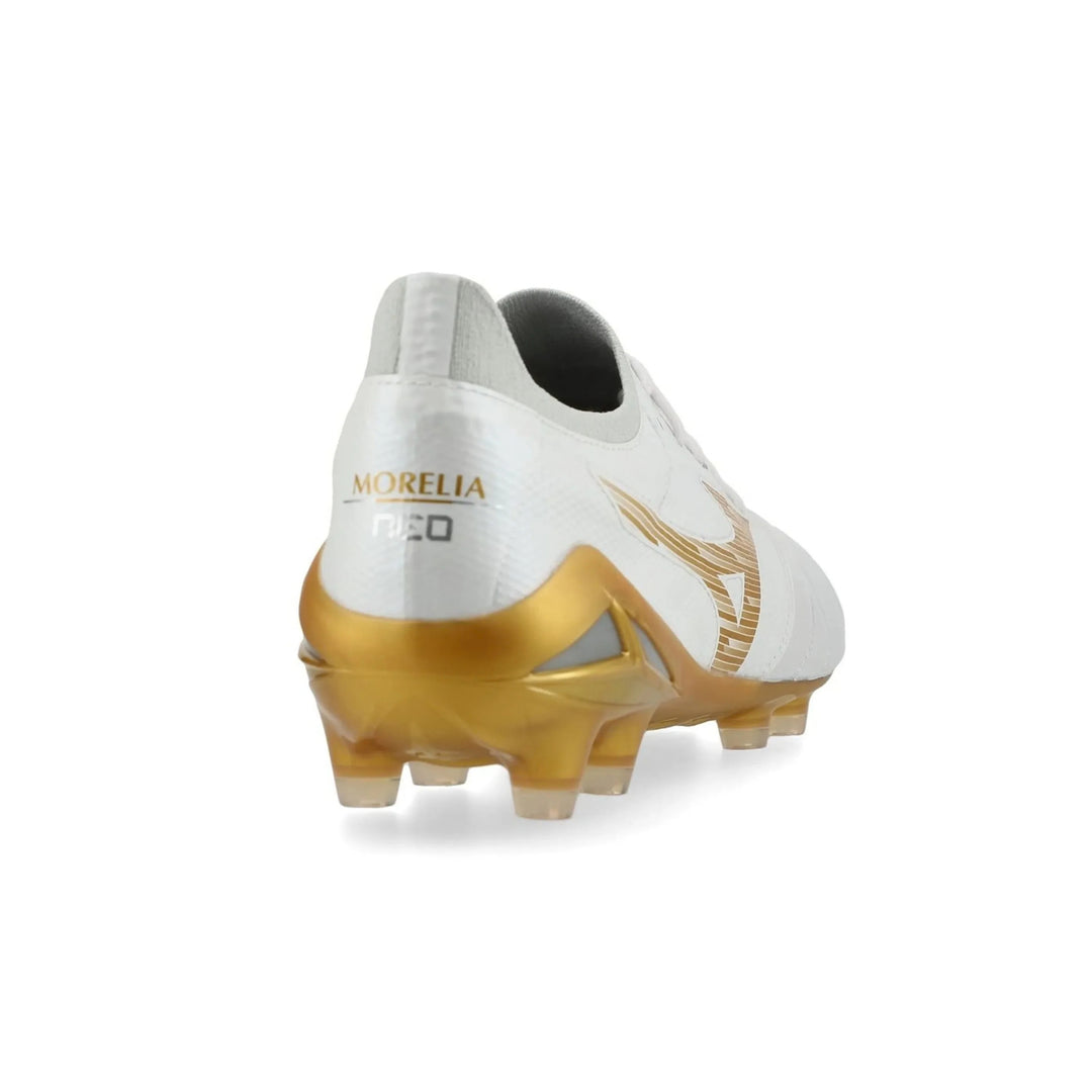 Mizuno Morelia Neo IV Beta Elite FG Boots - White / Gold / Cool Gray