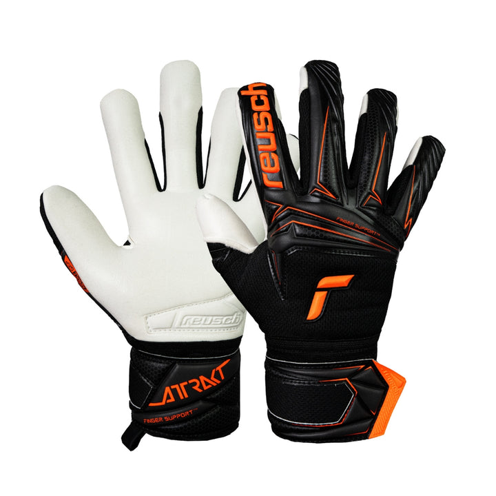 Reusch Attrakt Advance Finger Support - Black/Shocking Orange