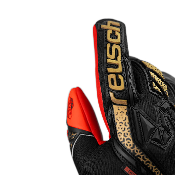 Reusch Goal Keeper Gloves - Attrakt Freegel Silver - Black  / Gold / Fiery Red