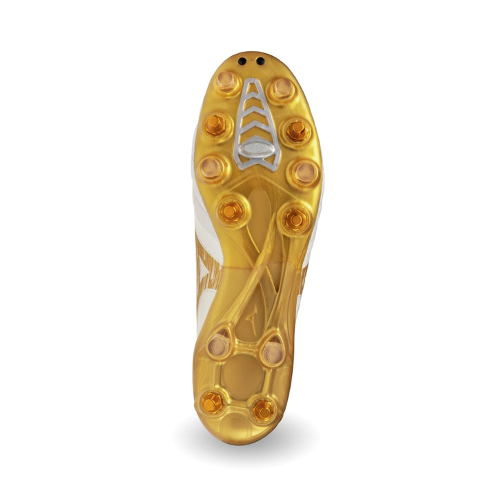 Mizuno Morelia Neo IV Beta Elite MxSG Boots – White / Gold / Gray