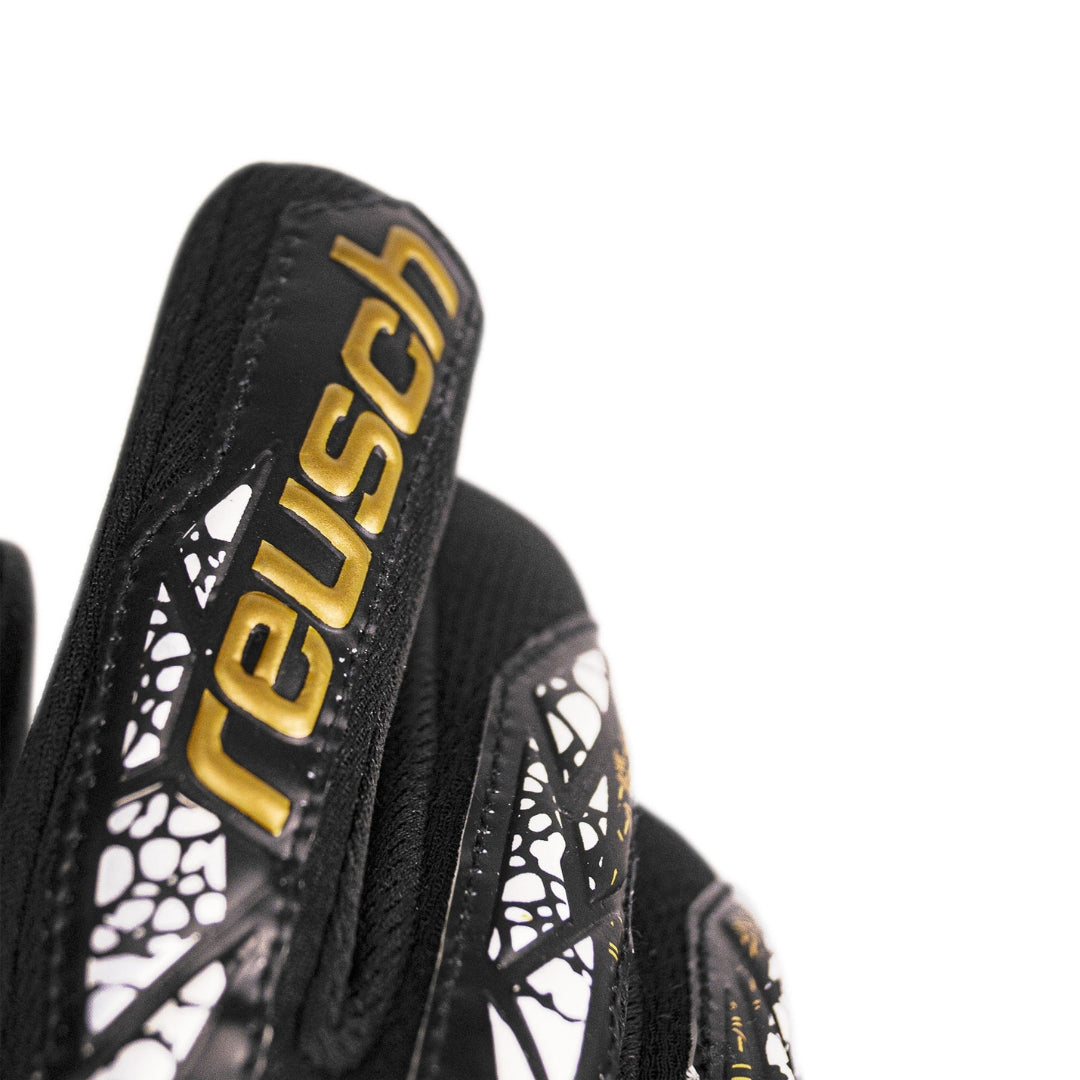 Reusch Goal Keeper Gloves - Silver NC Finger Support - Black / Gold / White