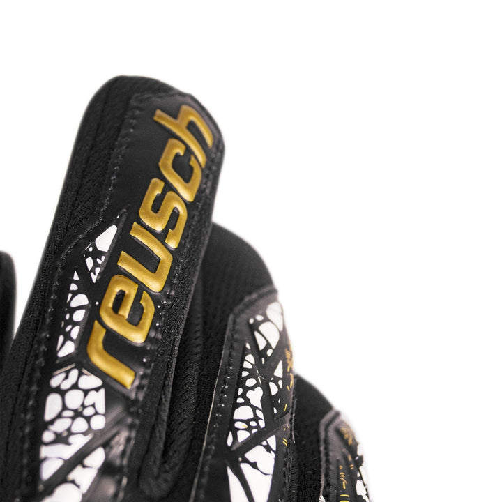 Reusch Goal Keeper Gloves - Silver NC Finger Support - Black / Gold / White