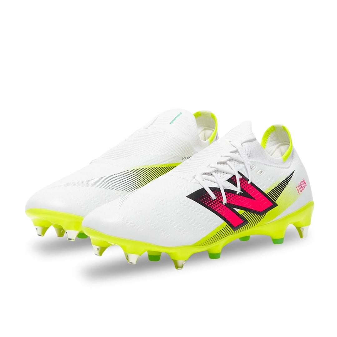 New Balance Furon Pro SG Boots - White / Pink / Yellow