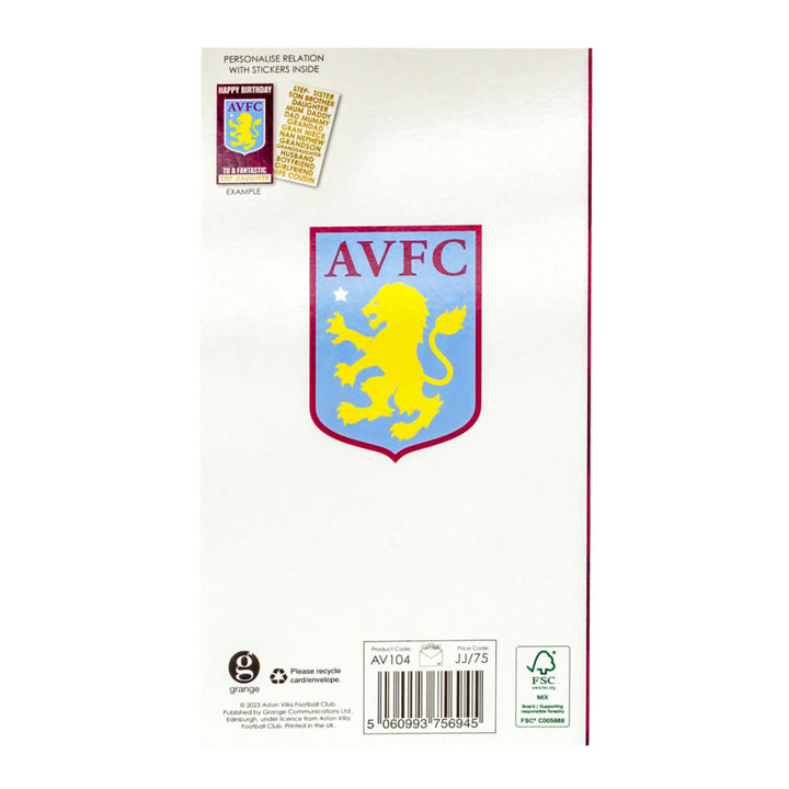 Aston Villa FC Personalised Birthday Card