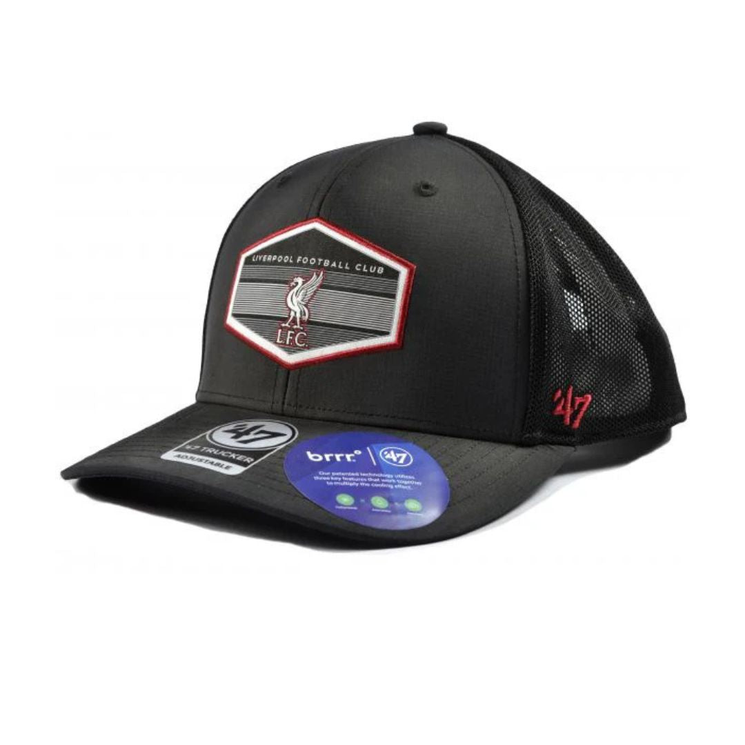 Liverpool 47 Brand Trucker Mesh Baseball Cap Snapback Black White Red