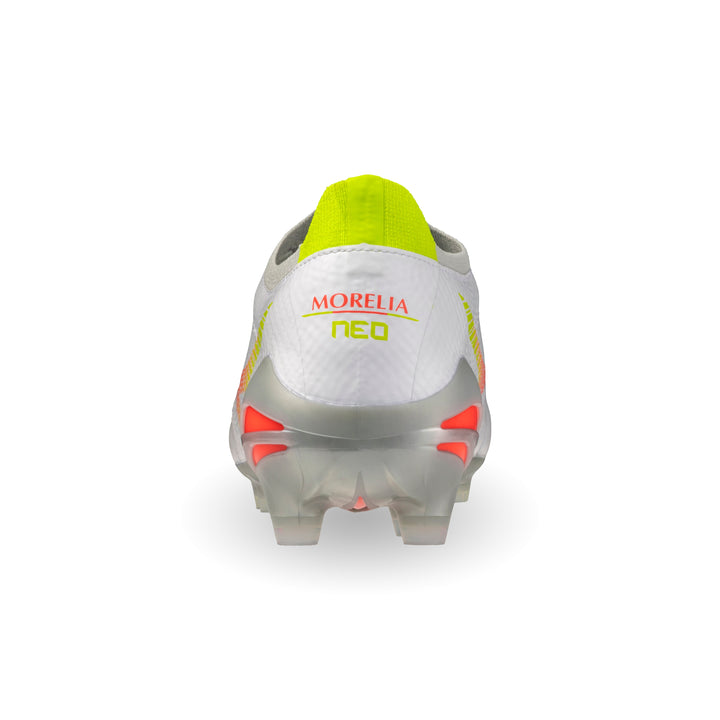 Mizuno Morelia Neo V Beta Pro FG Boots - White / Lava Orange / Evening Primrose