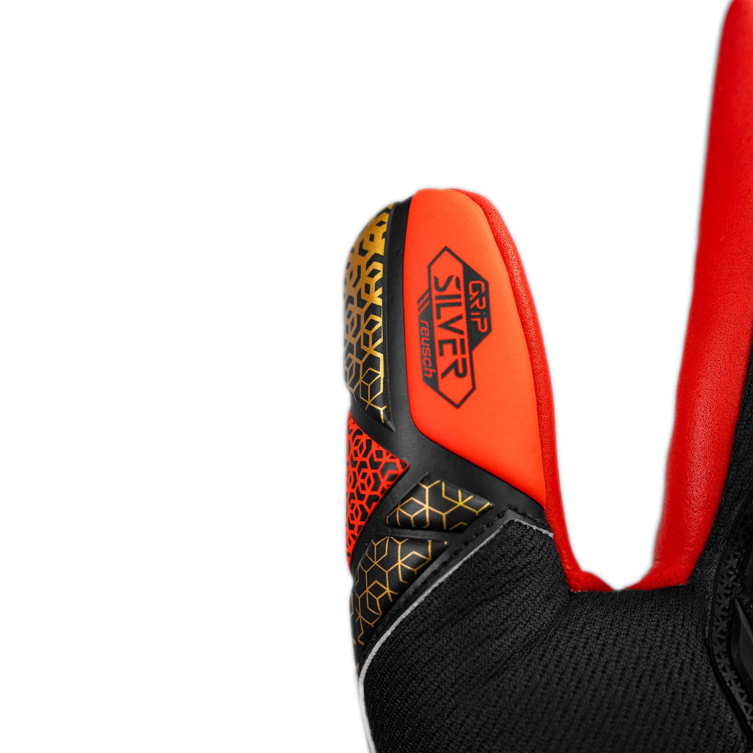 Reusch Goal Keeper Gloves - Attrakt Freegel Silver - Black  / Gold / Fiery Red
