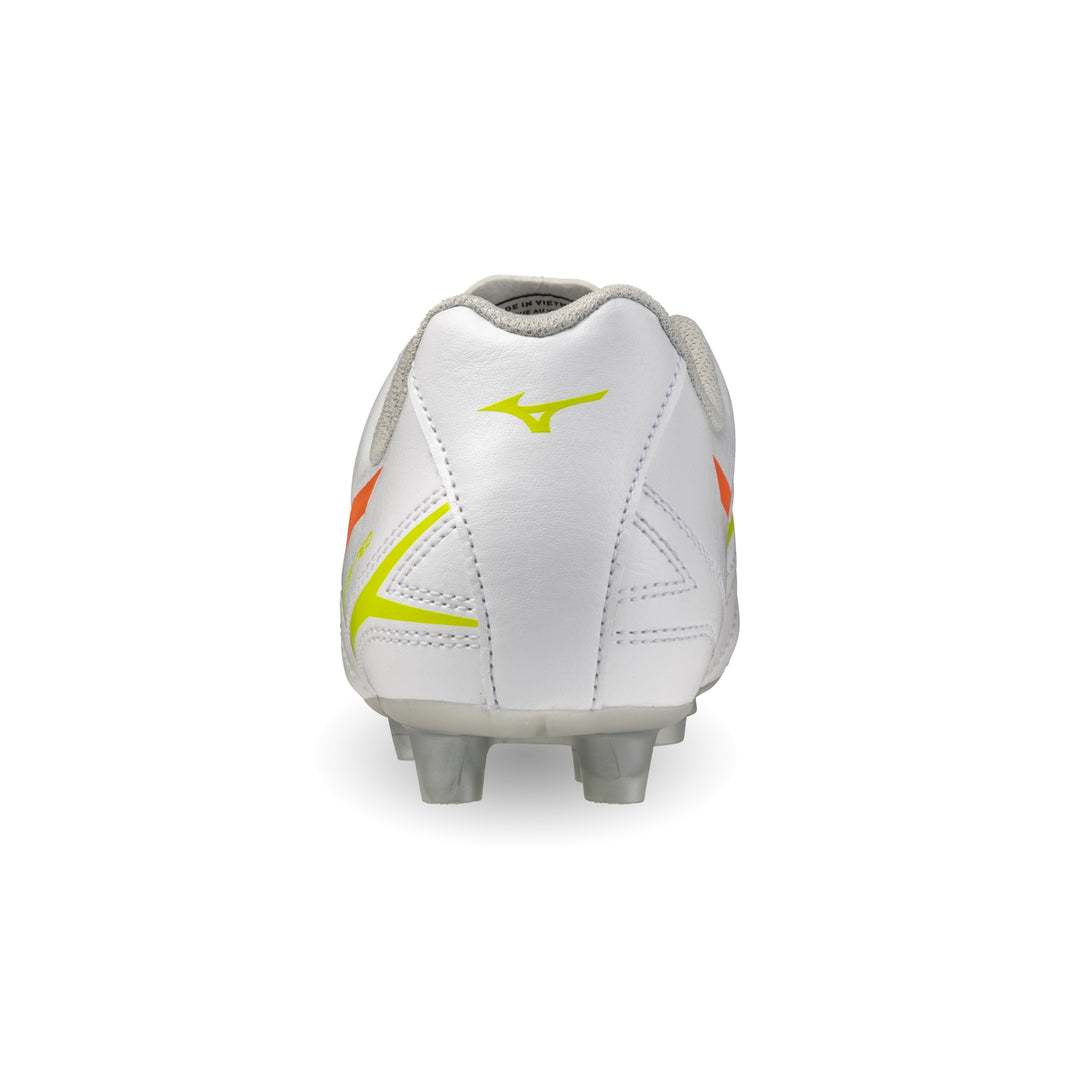 Mizuno Monarcida Neo III Select Junior FG Boots - White / Evening Primrose / Lava Orange