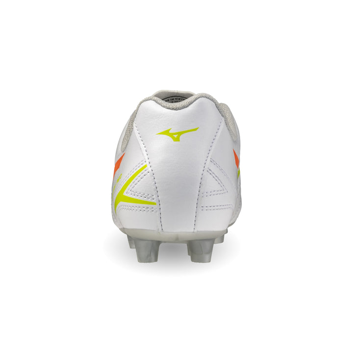 Mizuno Monarcida Neo III Select Junior FG Boots - White / Evening Primrose / Lava Orange
