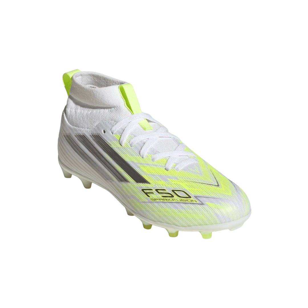 F50 Sparkfusion League Mid Cut FG/AG Football Boots Kids - White / Iron / Yellow