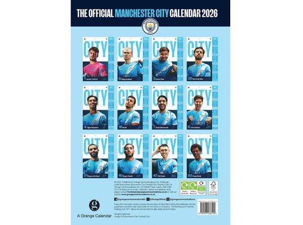 Manchester City FC 2026 A3 Wall Calendar