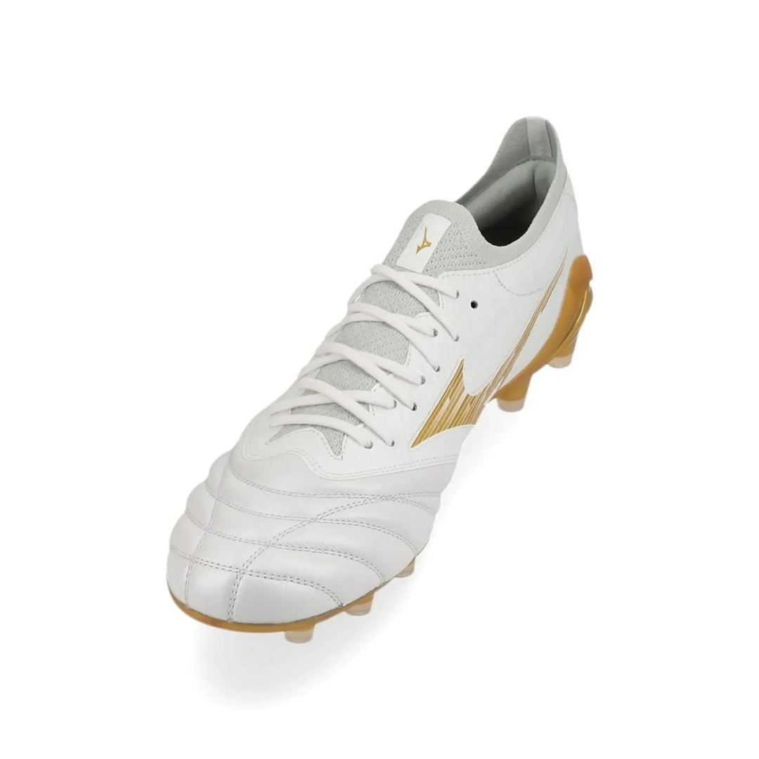Mizuno Morelia Neo IV Beta Elite FG Boots - White / Gold / Cool Gray