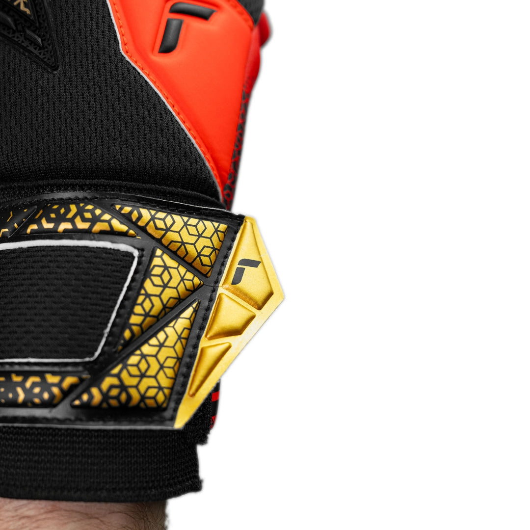 Reusch Goal Keeper Gloves - Attrakt Freegel Silver - Black  / Gold / Fiery Red