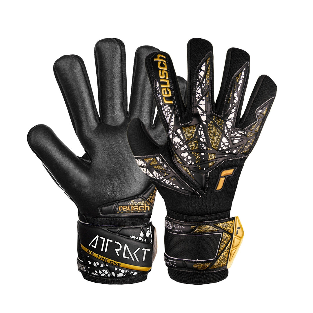 Reusch Goal Keeper Gloves - Silver NC Finger Support - Black / Gold / White