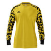 Yellow goalkeeper jersey with black patterned sleeves on a white background