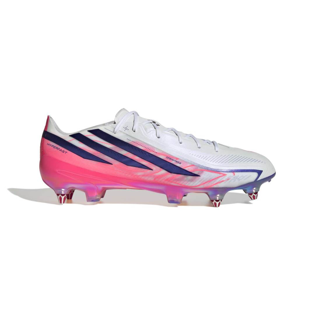 Adidas F50 Hyperfast Elite SG Boots - White / Purple / Solar Turbo