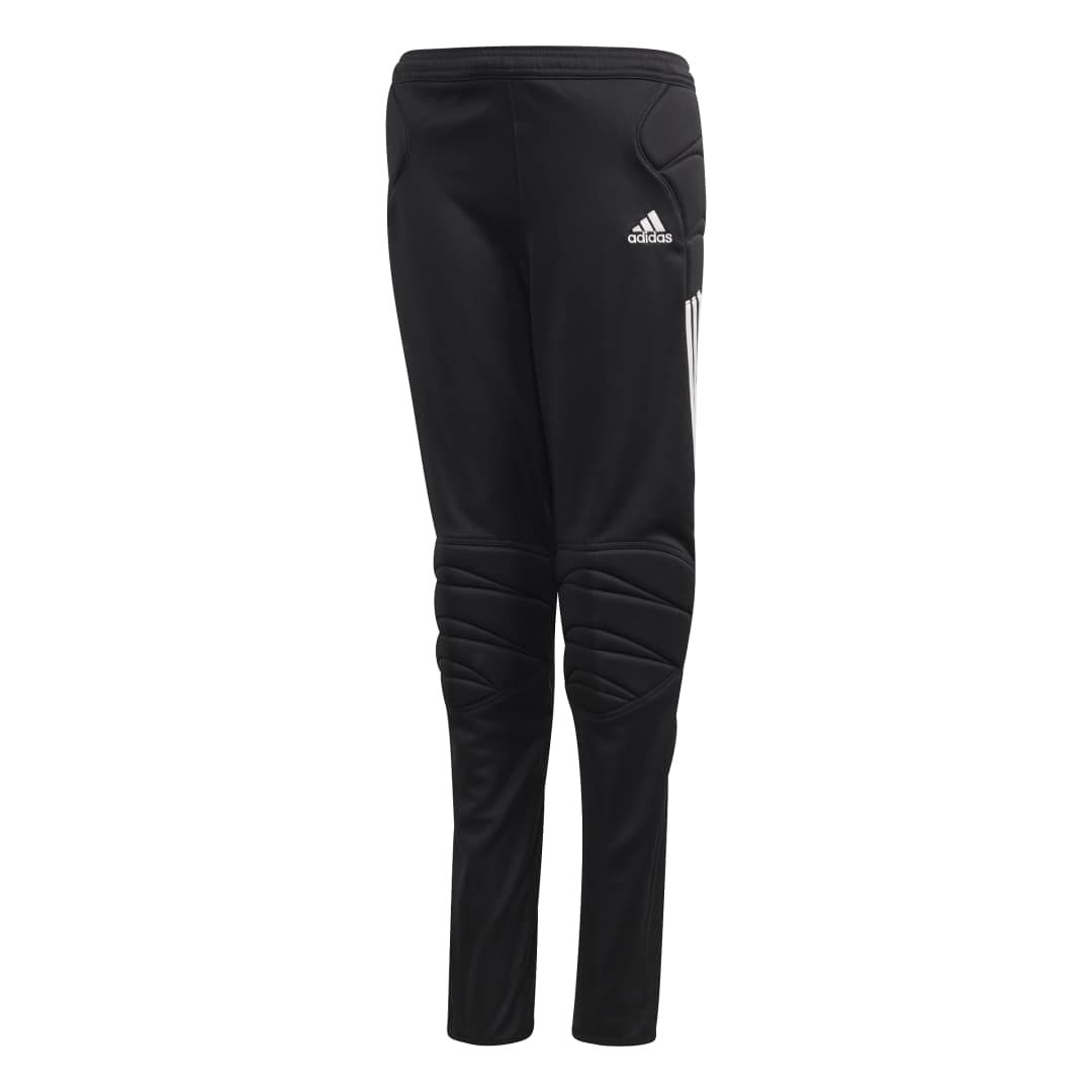Black Adidas pants on a white background