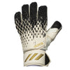 A single soccer goalkeeper glove shown from the back, featuring a white and black diamond-patterned palm with black fingers and a gold 'PREDATOR' logo on the back of the hand.
