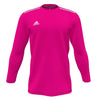 Pink long-sleeve shirt with Adidas logo on a white background